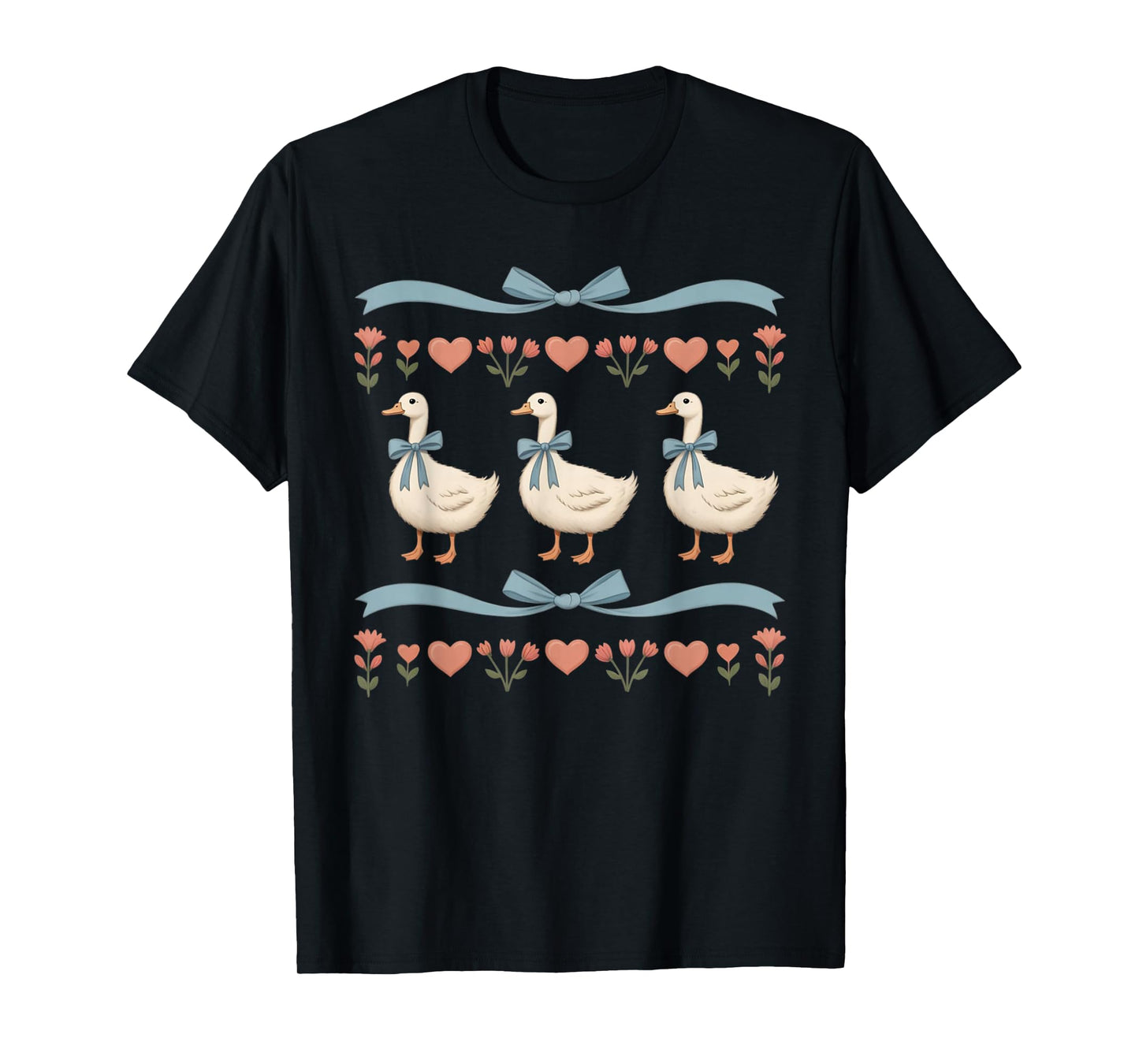 Vintage Goose 1980's Blue Ribbon Retro 80s Coquette Style T-Shirt