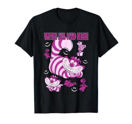 Disney Alice In Wonderland Cheshire Cat We're All Mad Here T-Shirt