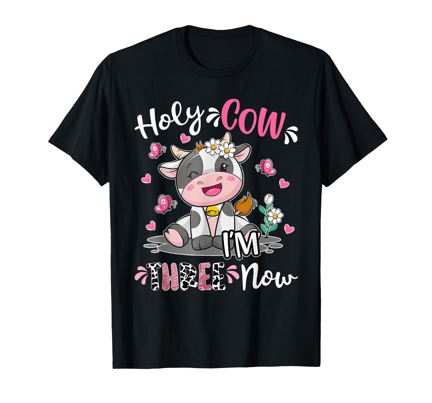 Kids Holy Cow I'm Three 3 Years Old 3rd Birthday Boy Girl T-Shirt