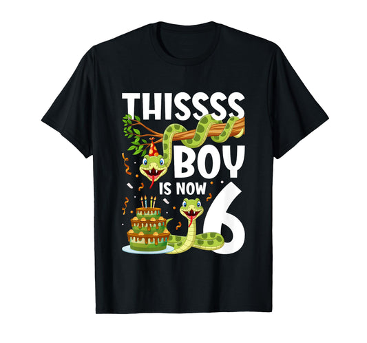 Kids 6th Reptile Birthday 6 Year Old Boy Snake Birthday Party T-Shirt