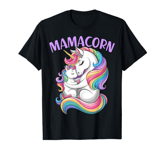 Women Mamacorn Mom Baby Girl Daughter Unicorn Mother's Day T-Shirt