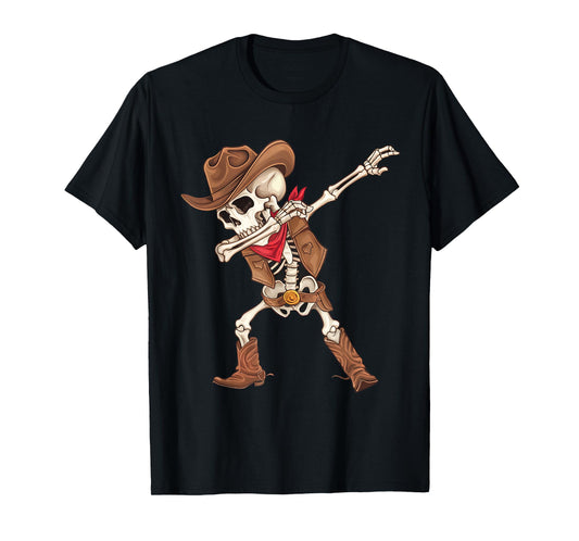 Dabbing Skeleton Cowboy Halloween Costume Boys Mens Kids T-Shirt