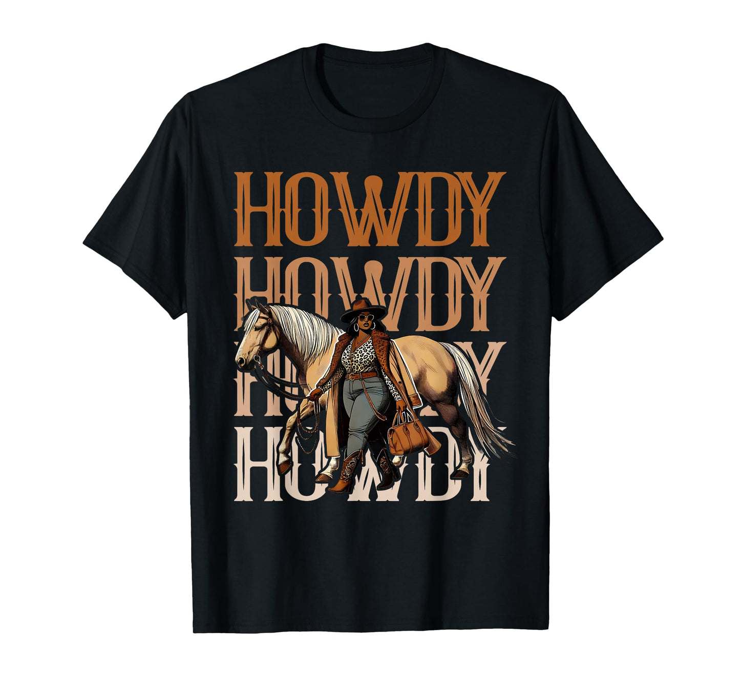 Howdy Black Cowgirl Country Western Rodeo Melanin Texas T-Shirt