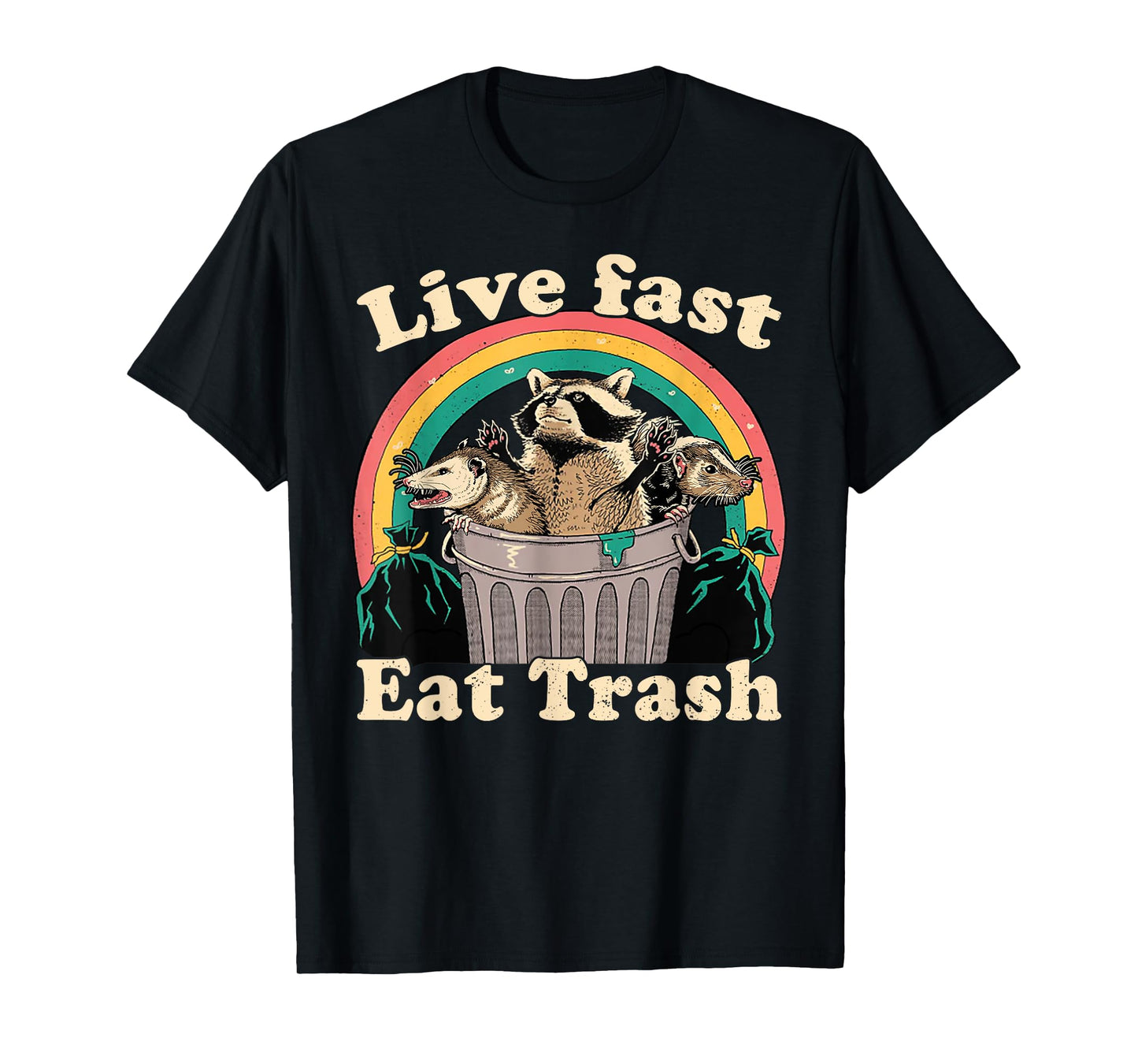 Opossum Raccoon Skunk Live Fast Eat Trash Street Cats Squad T-Shirt