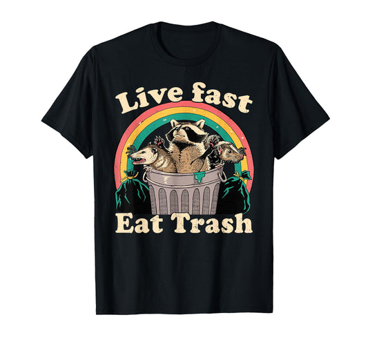 Opossum Raccoon Skunk Live Fast Eat Trash Street Cats Squad T-Shirt