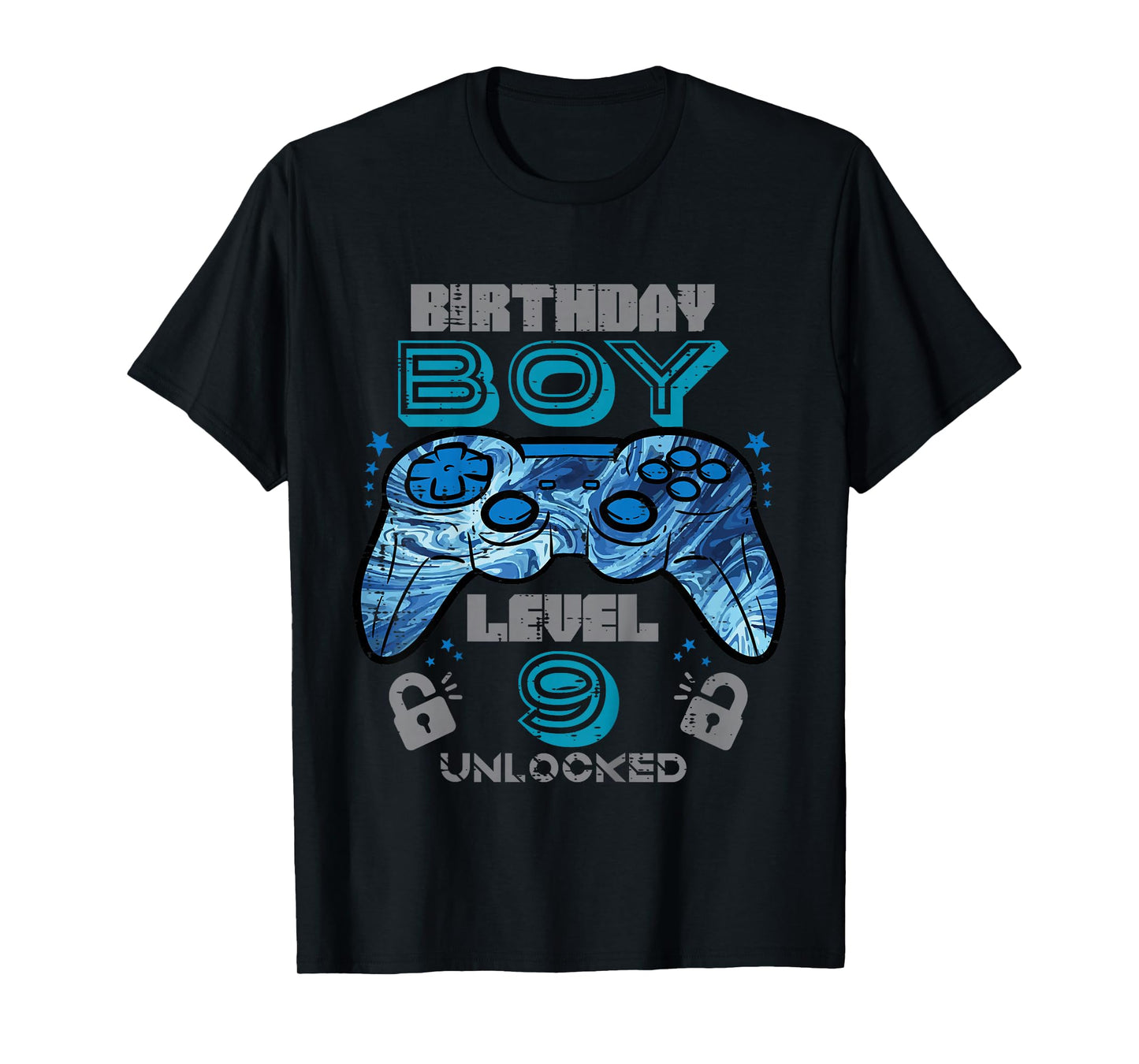 Kids 9th Birthday Gamer Level 9 Unlocked Video Gaming Bday Boys T-Shirt