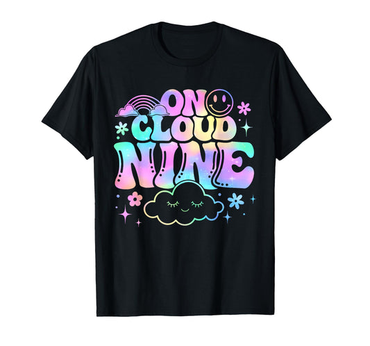 9th Birthday Girl 9 Year Old On Cloud Nine Bday 2 sided T-Shirt