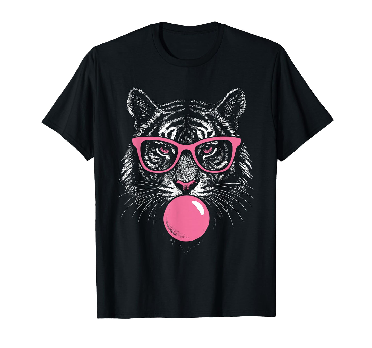 Tiger Face Pink Sunglasses Wild Animal Jungle Women Girls T-Shirt