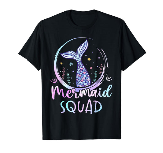 Mermaid Squad Tee Birthday Mermaid Girl Beach Mermaid Tail T-Shirt