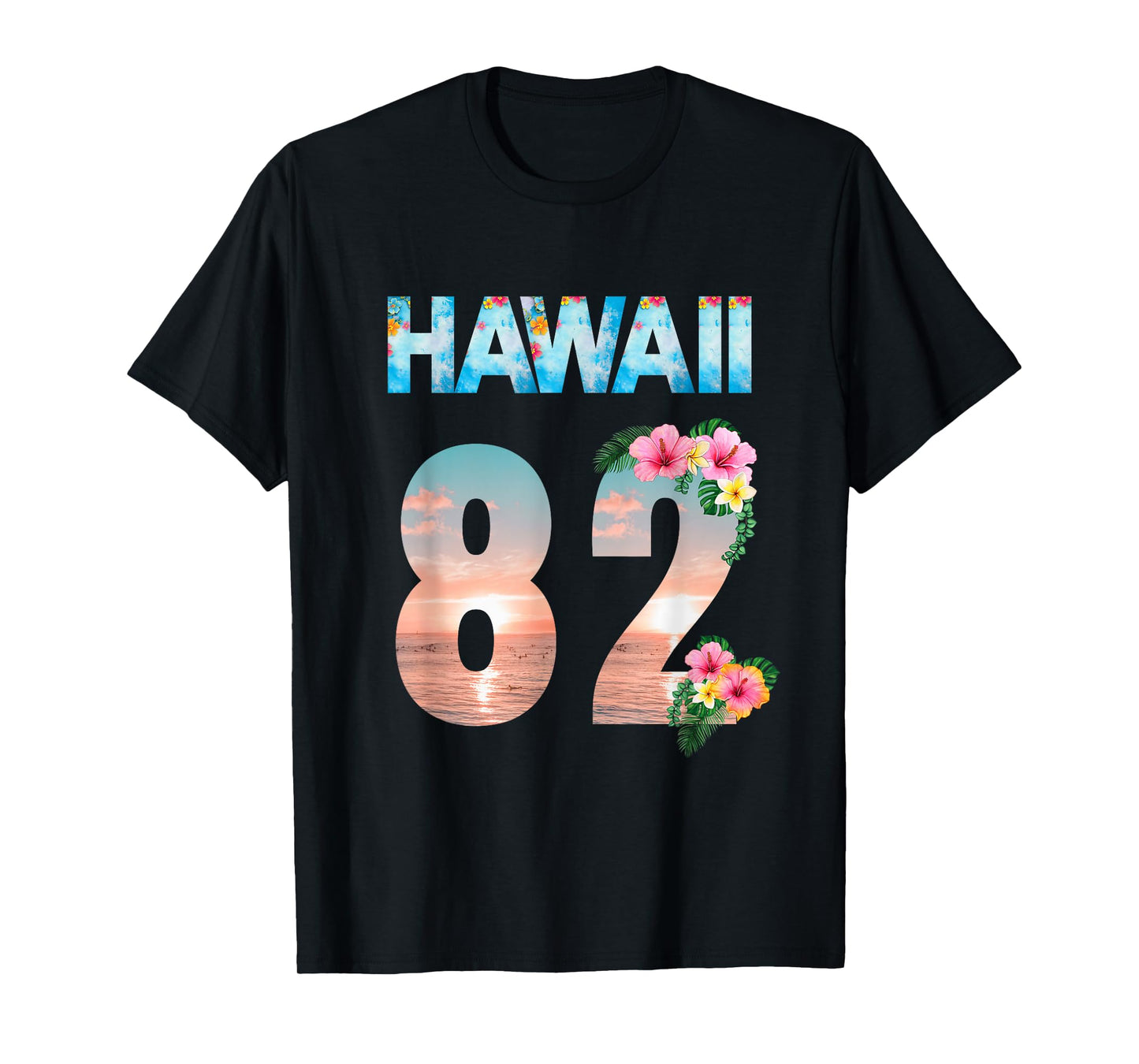 Hawaii 82 Years Old Aloha Beach Hibiscus Hawaiian T-Shirt