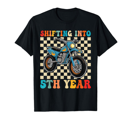 5th Birthday Dirt Bike Shifting Into 5th Year Motocross T-Shirt
