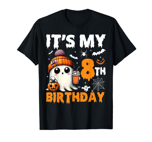 It's My 8th Birthday 8 Years Old Ghost Pumpkin Halloween T-Shirt