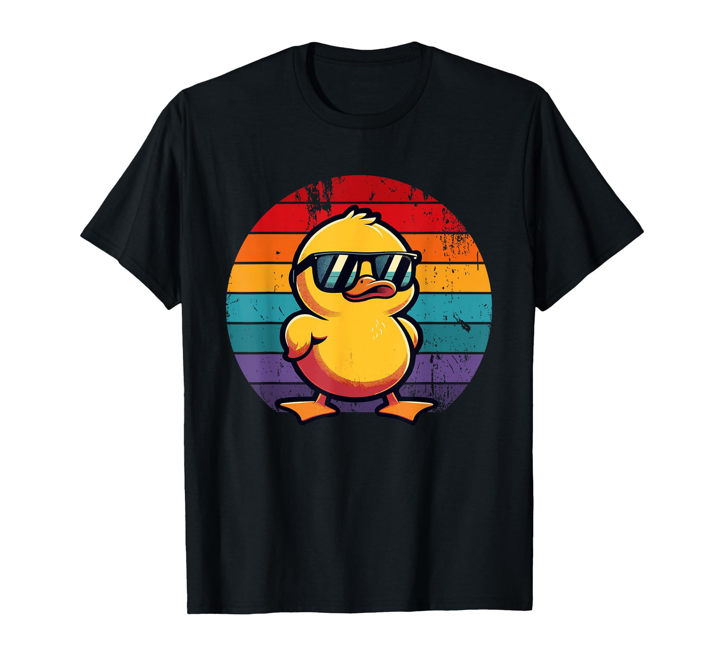 Cool Retro Yellow Duck in Sunglasses 70s 80s 90s Funny Duck T-Shirt