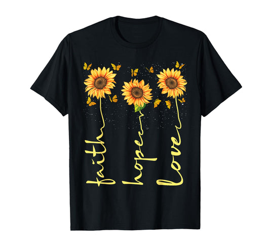 Christian for Women Sunflower Faith Hope Love T-Shirt