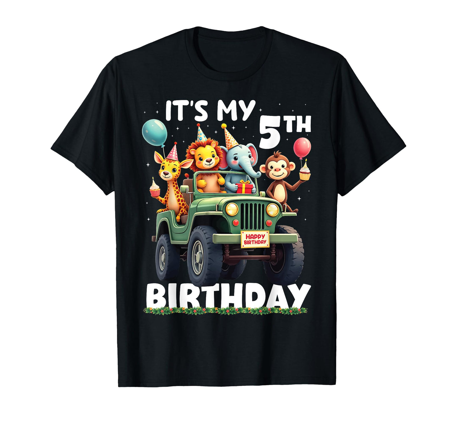 Its My 5th Birthday Zoo Safari Jungle Animals Lover Kids T-Shirt
