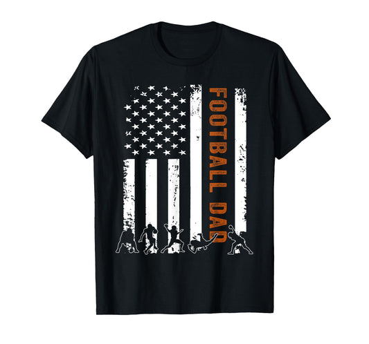 Football Dad Flag USA Gift football Dad T-Shirt