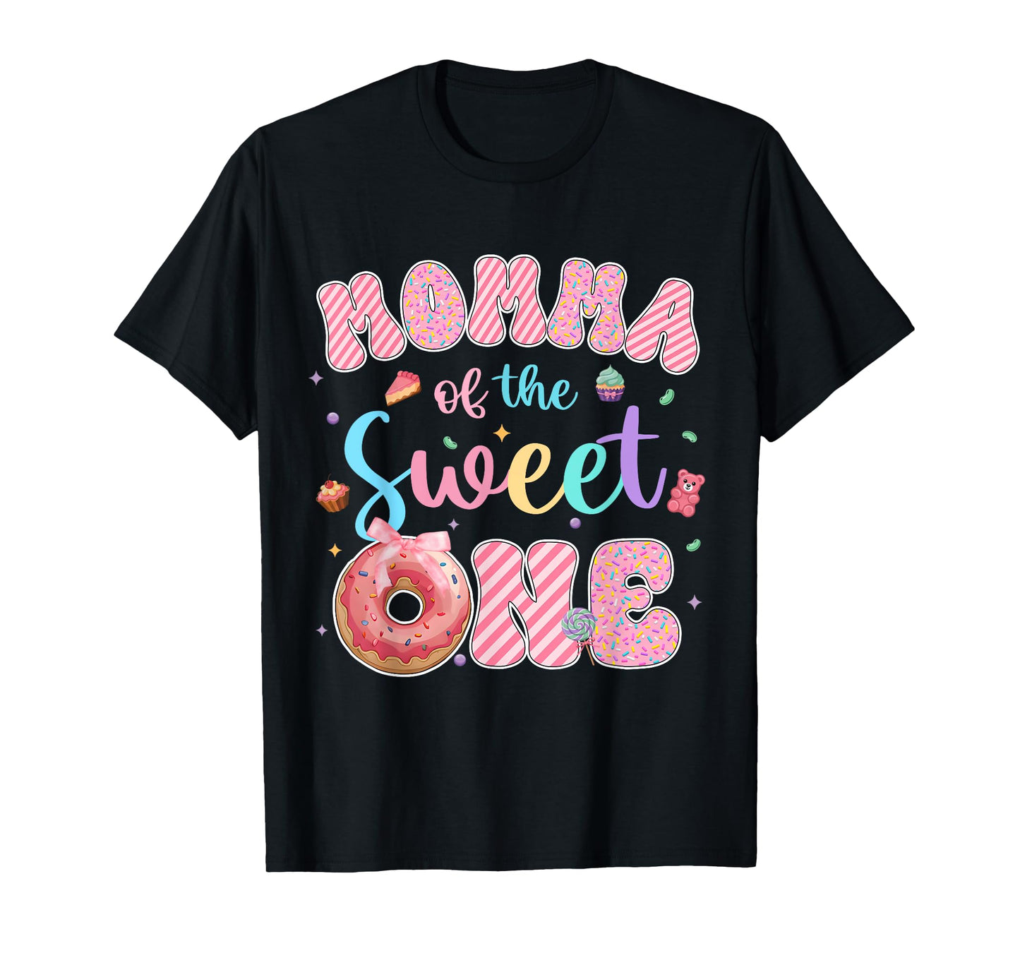 Momma of The Sweet One Donut First Birthday Matching T-Shirt