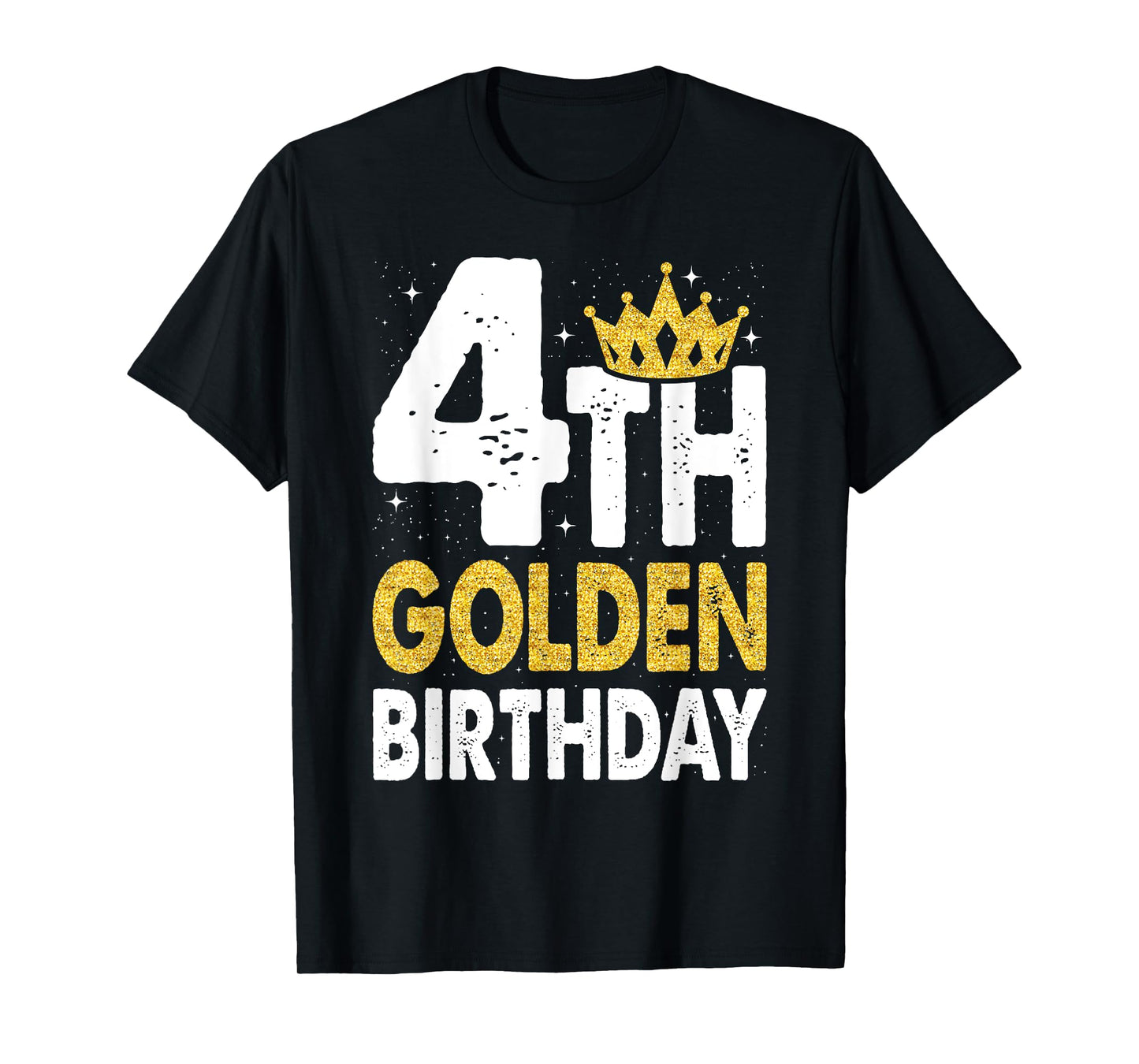 Kids 4th Golden Birthday Year Age Crown T-Shirt