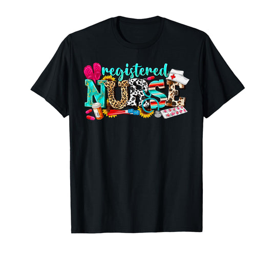 RN Nurse Leopard Print Registered Nurse Nursing School Women T-Shirt