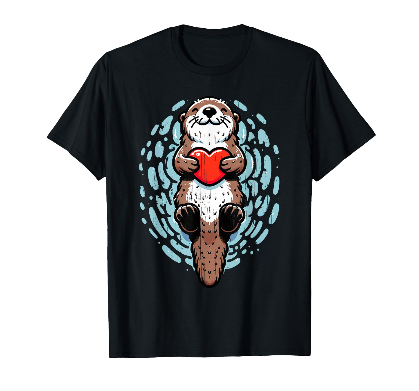 Sea Otter Valentines Heart Lover Funny Boys Men Girls Kids T-Shirt