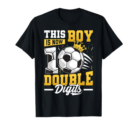 This Boy Double Digits Soccer 10 Year Old Boy Birthday T-Shirt