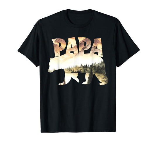 Papa Bear Forest Lake Mountain Scene Outdoors Father's Day T-Shirt