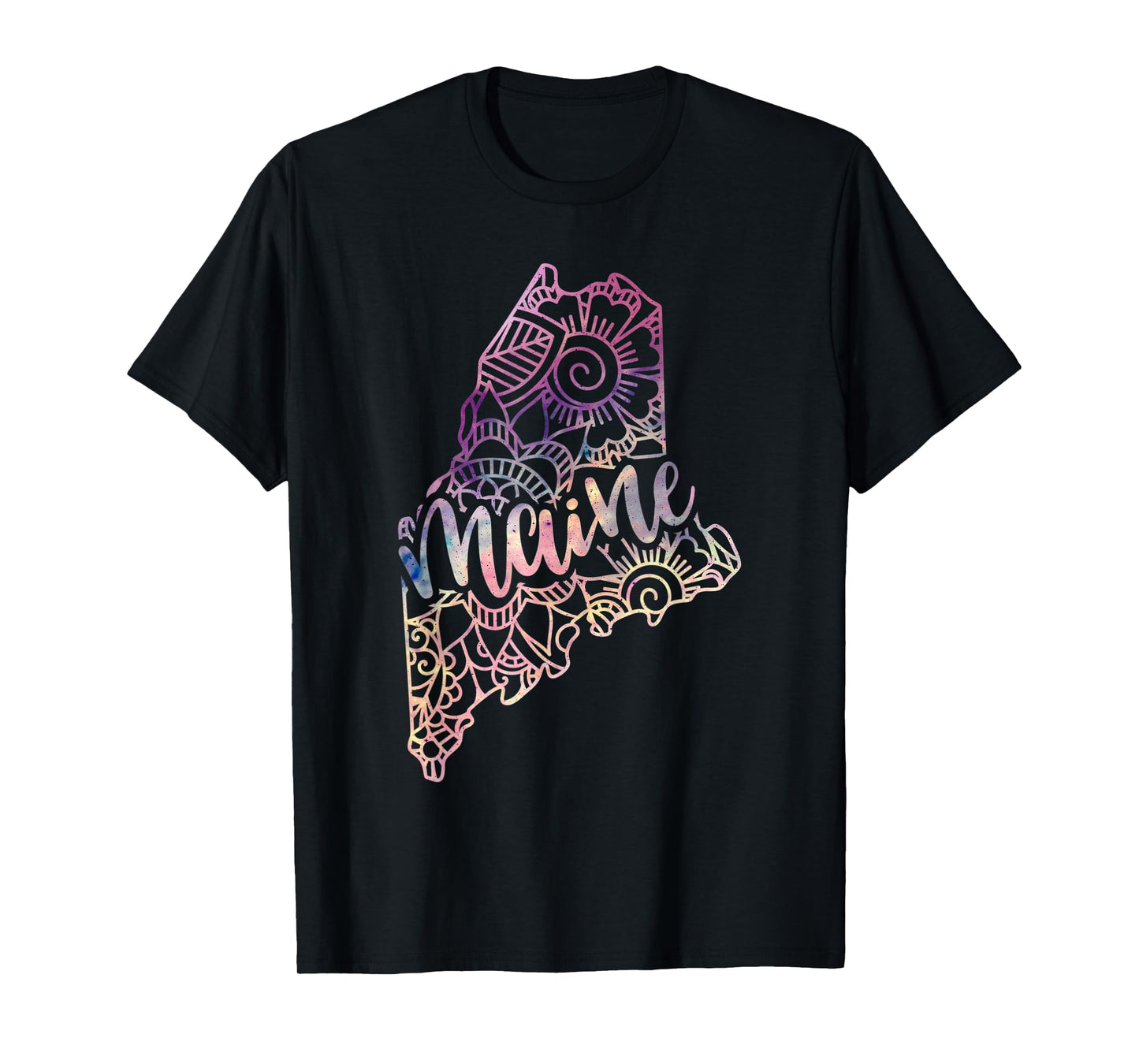 Maine Mandala Flowers Hippy Boho Ornate Yoga Men Women T-Shirt