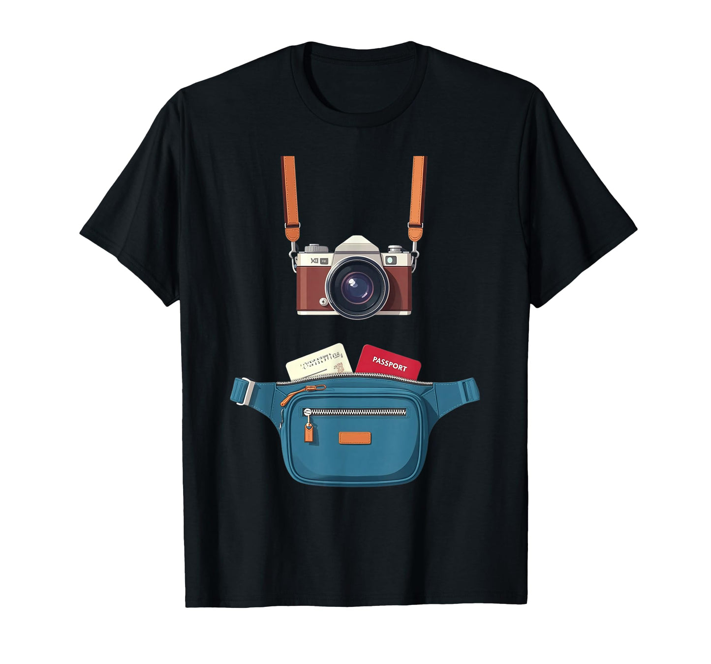 Tourist Spirit Day Camera Passport Map And Camera Tourism T-Shirt