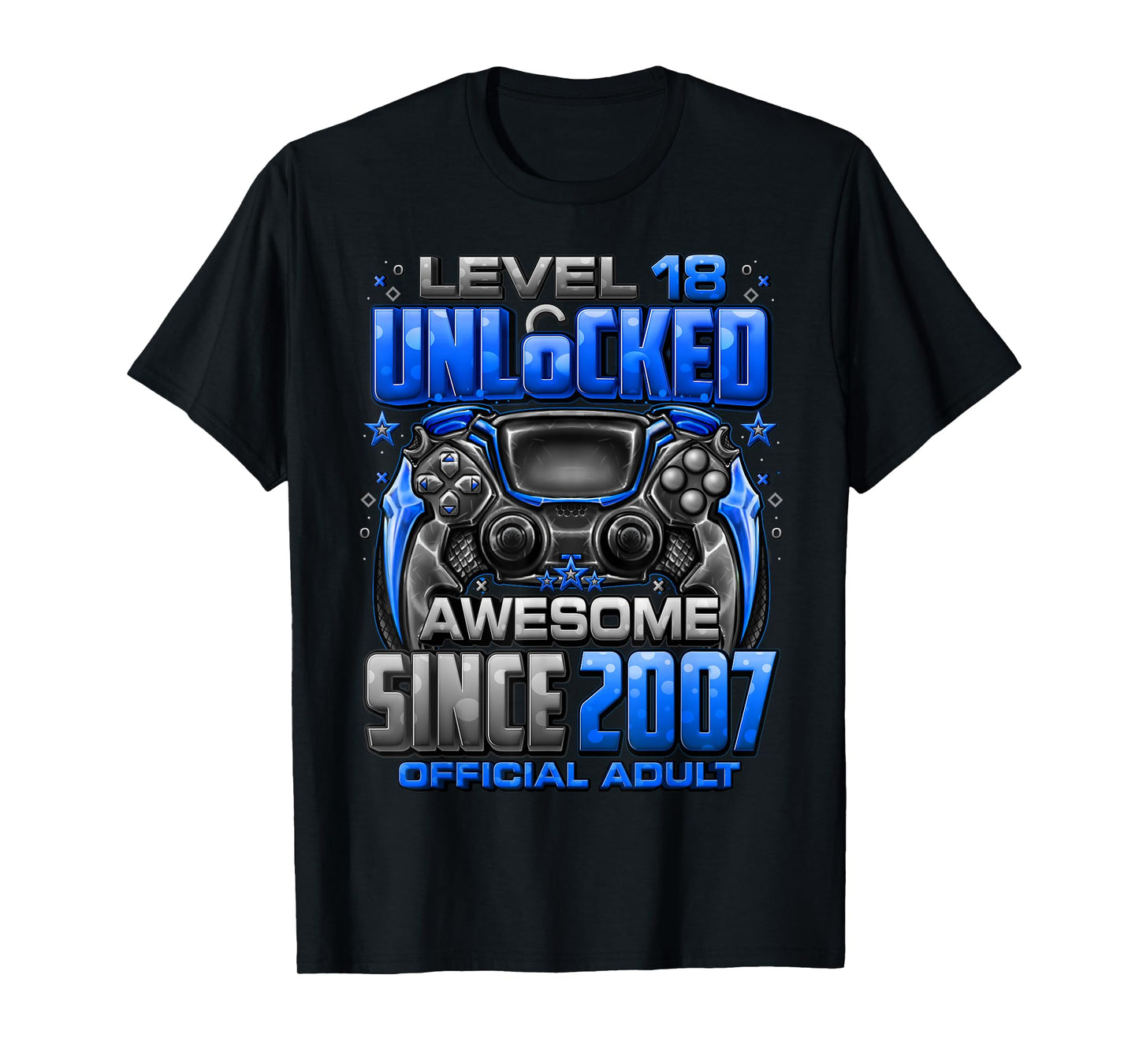Level 18 Unlocked Awesome Since 2007 18th Birthday Gaming T-Shirt