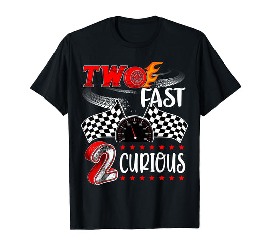 Two Fast 2 Curious Racing 2nd Birthday Two Fast Birthday T-Shirt