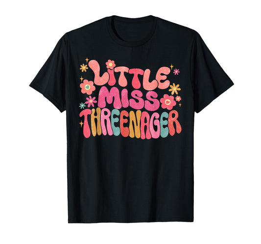 Funny Threenager Happy 3rd Bday Party Gifts 3 Years Old Girl T-Shirt