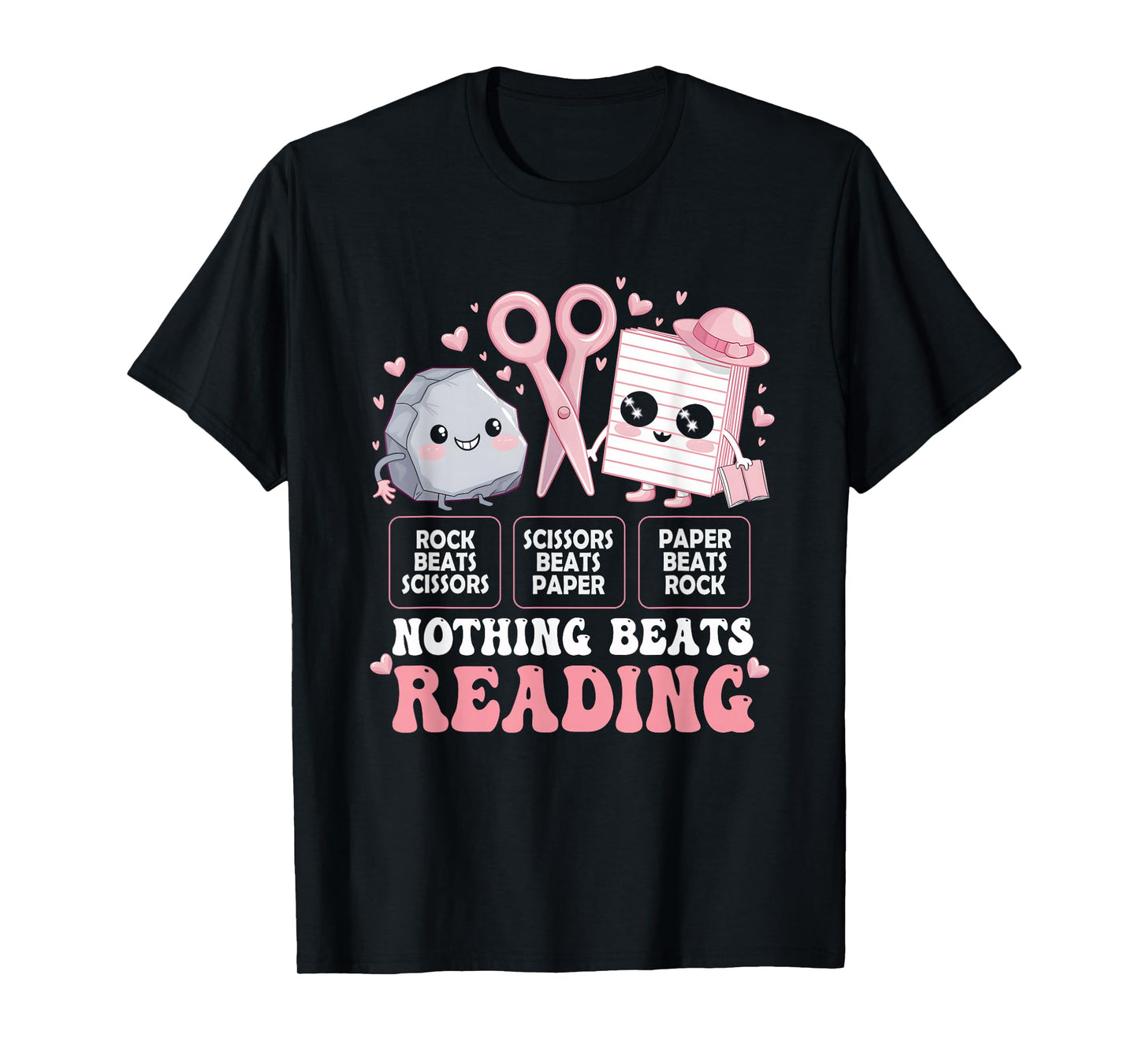 Nothing Beats Reading Book Librarian Rock Paper Scissors T-Shirt