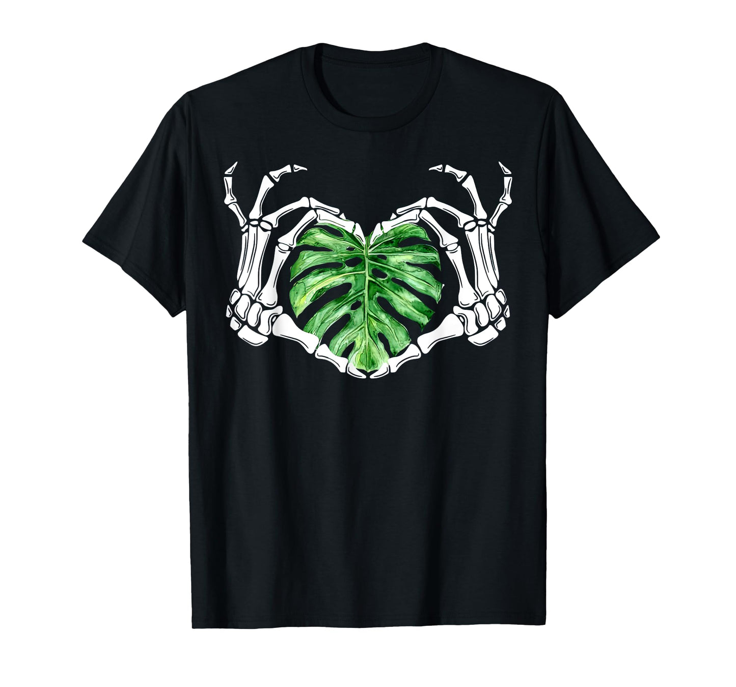 Skeleton Hands Heart Monstera Houseplant Botanical Gardening T-Shirt