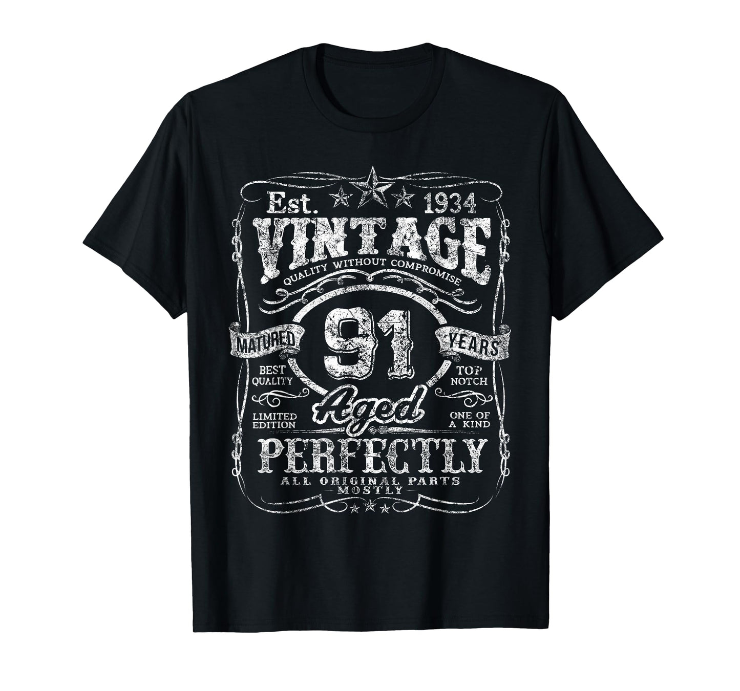 Vintage 1934 Limited Edition Shirt 91 year old 91st Birthday T-Shirt