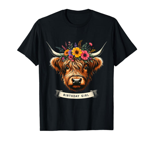 Highland Cow Birthday Girl Party T-Shirt