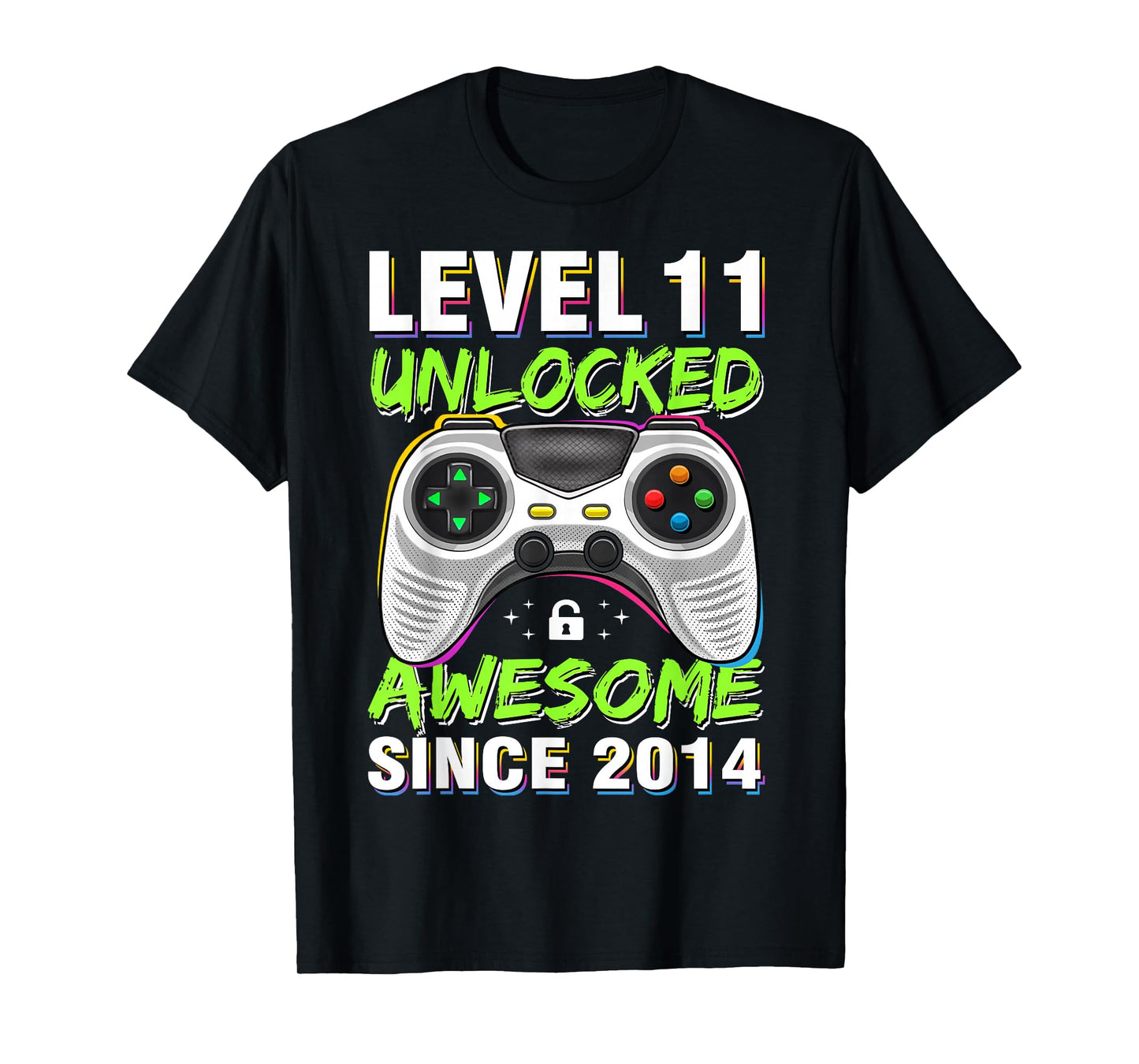 Level 11 Unlocked Awesome Since 2014 11th Birthday Gaming T-Shirt