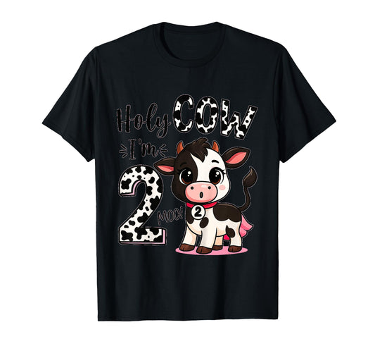Kids Holy Cow I'm Two 2 Years Old 2nd Birthday Party Gifts T-Shirt