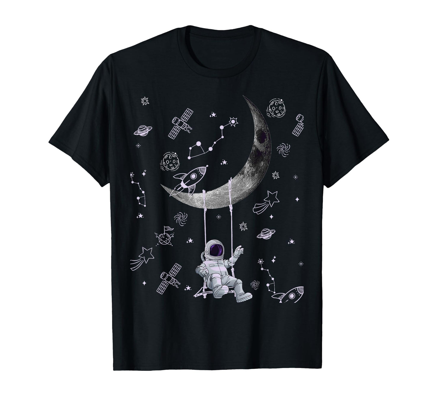 Funny Astronaut Purple Moon Swing NASA Space Science Teacher T-Shirt