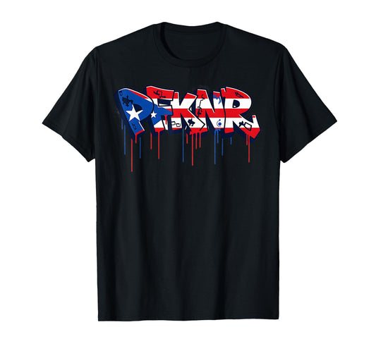 PFKNR Puerto Rico Flag Graffiti Coquí Heritage T-Shirt