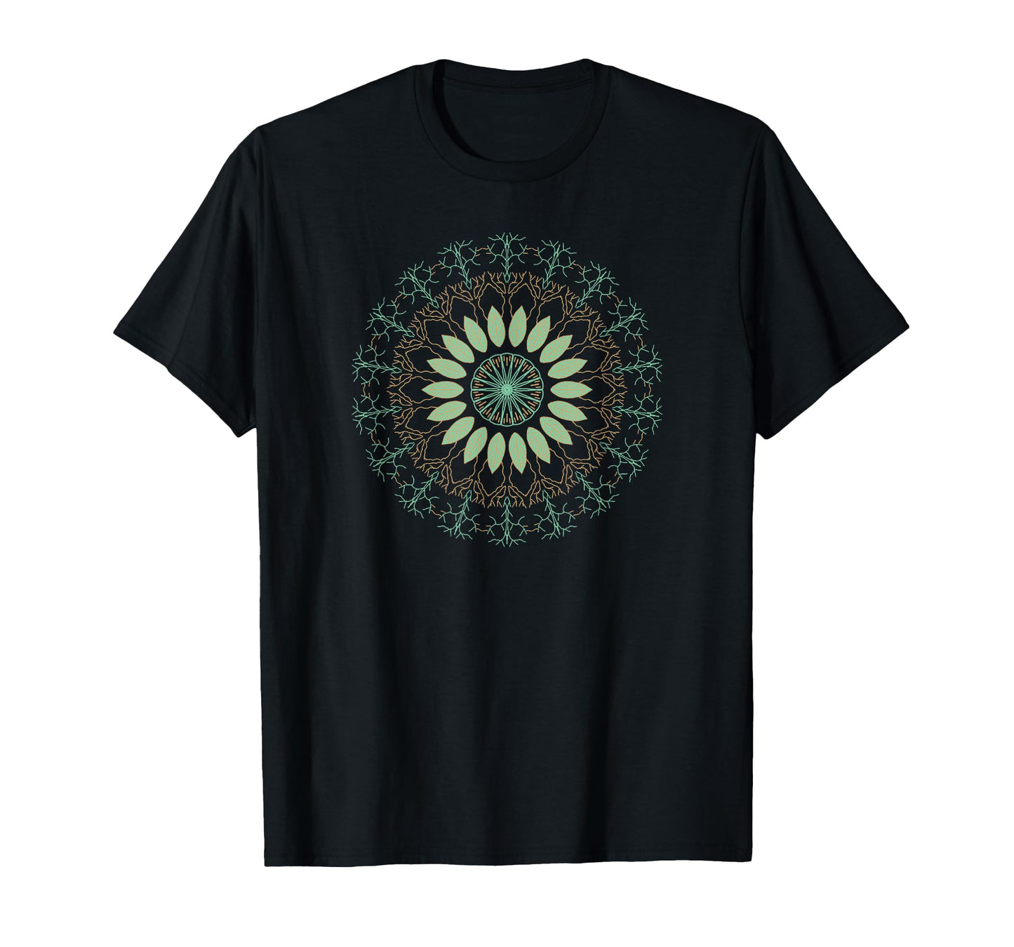 Vintage Illustrated Leaves & Nature Mandala Zen Design T-Shirt