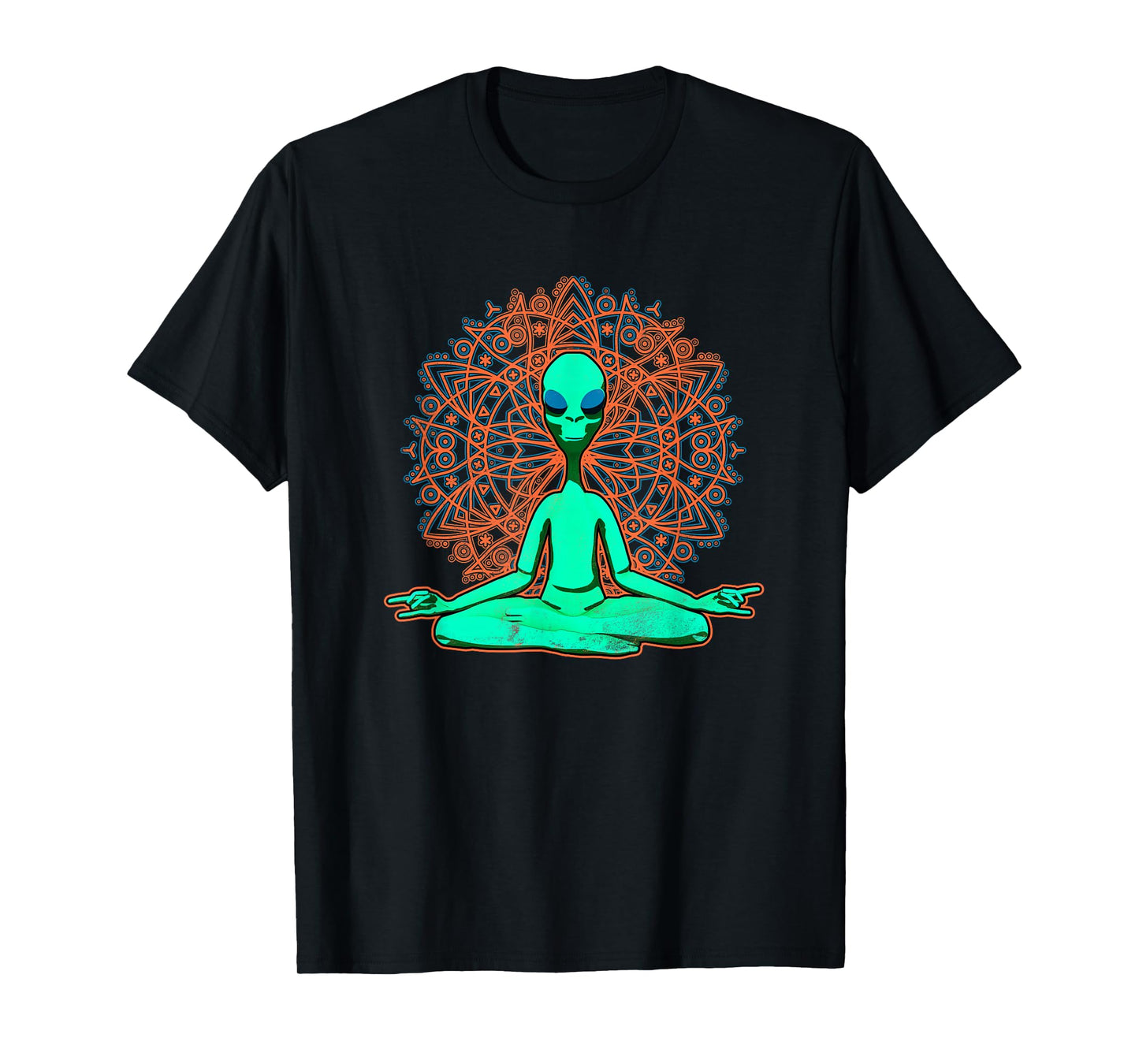 Green Alien Shirt UFO Mandala Meditation Zen T-Shirt