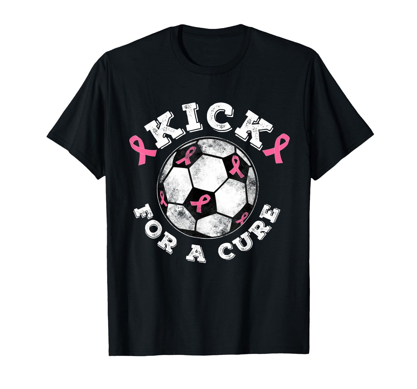 Kick For a Cure Pink Ribbon Breast Cancer Awareness Soccer T-Shirt