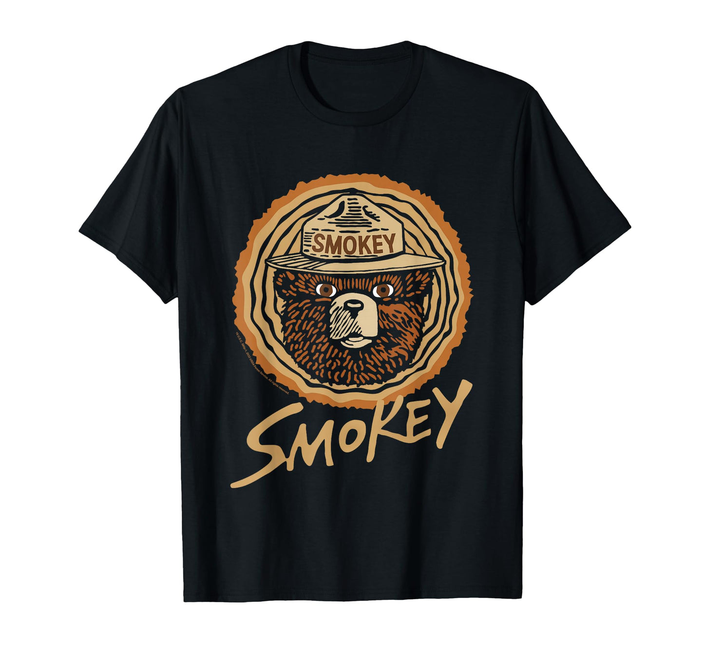 Smokey Bear Vintage Wood Cut Bear Face T-Shirt