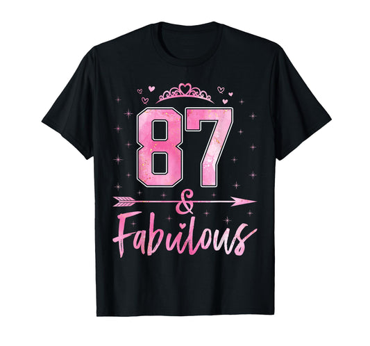 87 and Fabulous Cute Ladies 87th Birthday Women 87 Years Old T-Shirt