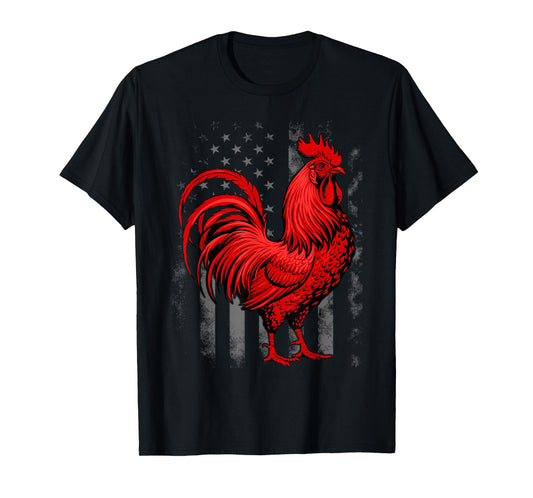 Men's Red Rooster Cocky Vintage Rooster T-Shirt