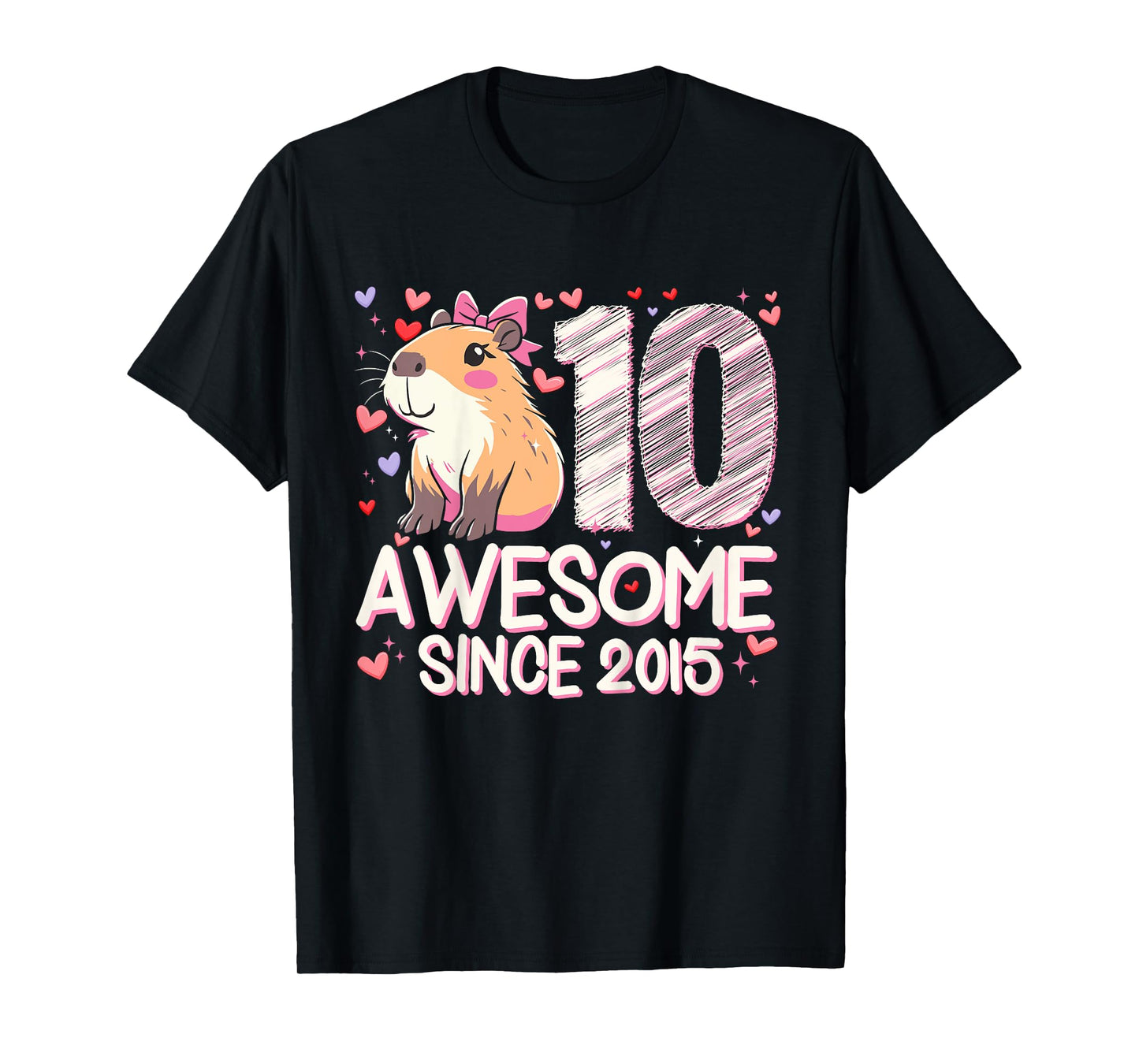 Kids 10 Years Old Capybara Gifts For Girls 10th Birthday Party T-Shirt