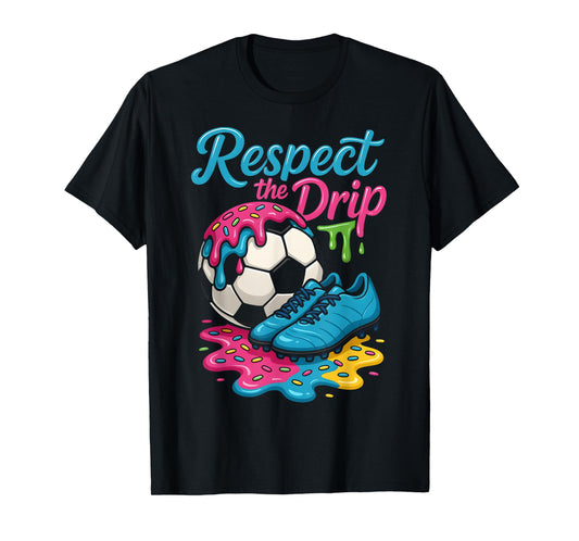 Soccer Drip Boys Girls Ice Cream Drip With Sprinkles Summer T-Shirt