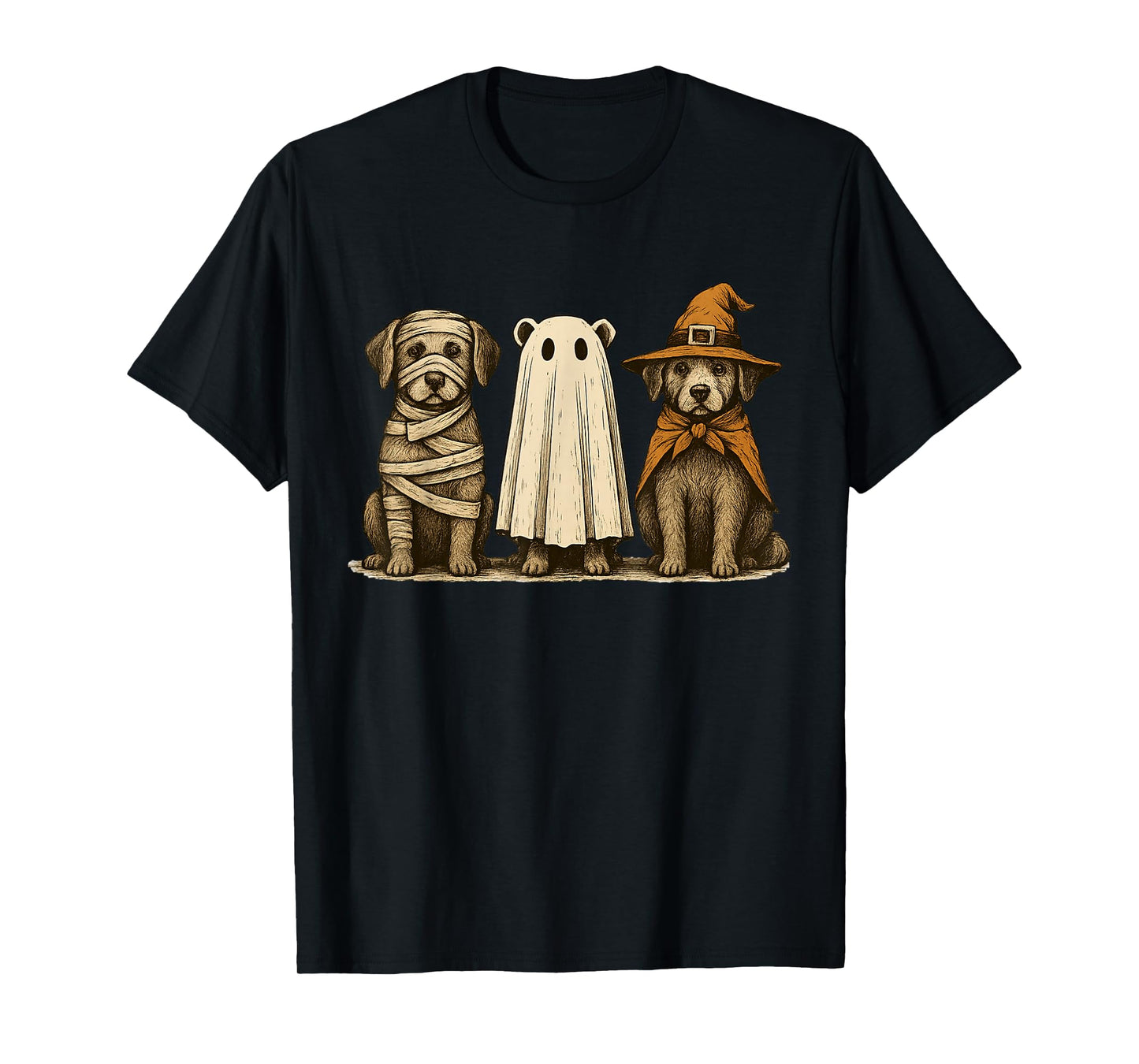Cute Halloween Dogs Ghost Witch Mummy Funny Costume T-Shirt