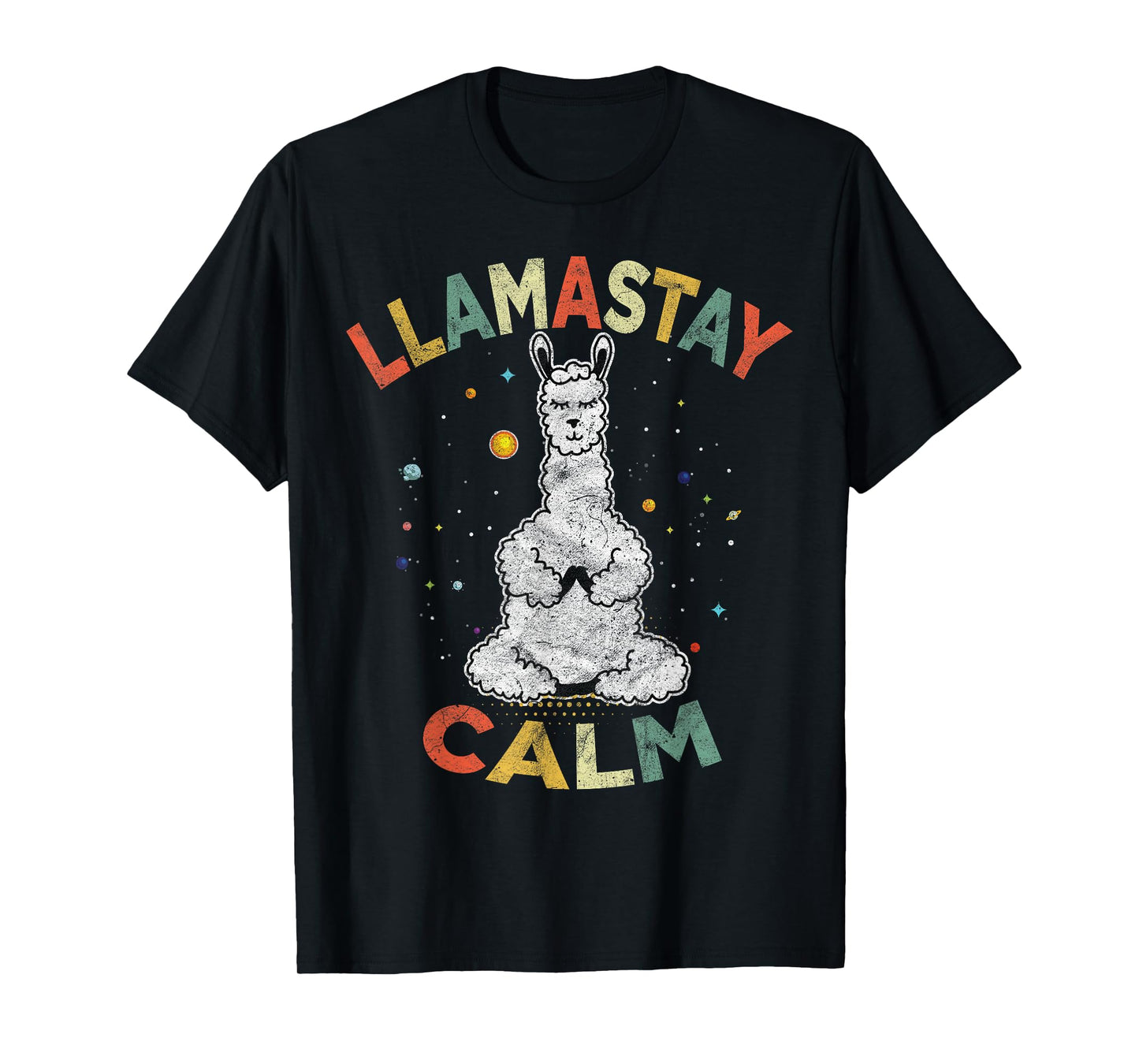 Cute Yoga Llama Stay Calm Alpaca Retro Vintage TShirts Tee