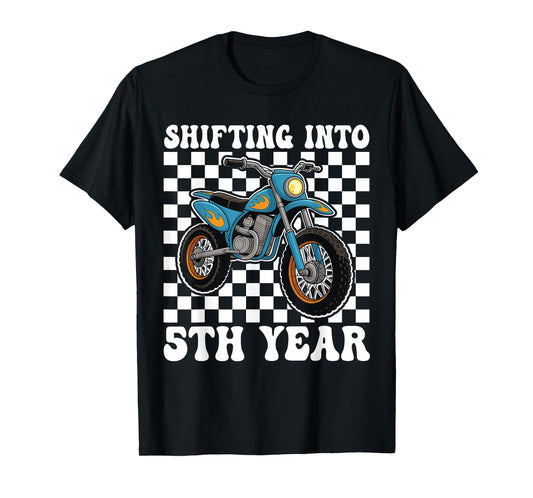 5th Birthday Dirt Bike Shifting Into 5th Year Motocross T-Shirt